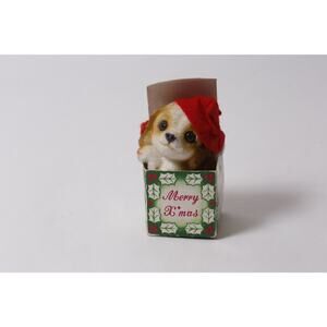 Josef Original Christmas Puppy Flocked Figurine Vintage Decor ~ 260209-WH 963